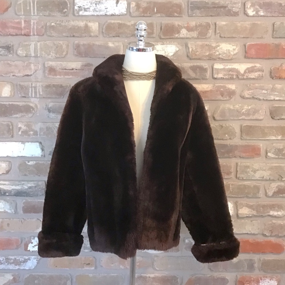 Dark Brown Vintage Mouton Fur Coat